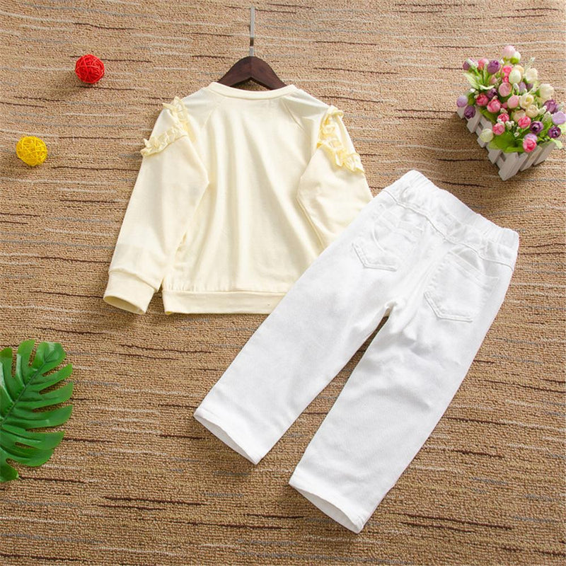 Girls Solid Color Long Sleeve Top & Ripped Pants Girls Wholesale - PrettyKid