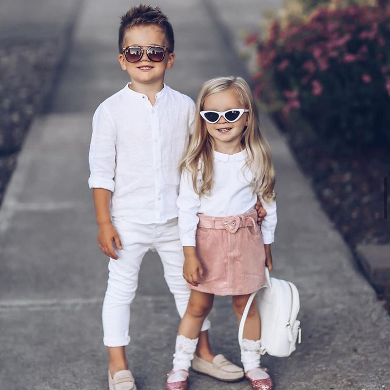 Girls Solid Color Long Sleeve Top & Skirt Kids Wholesale Clothing - PrettyKid