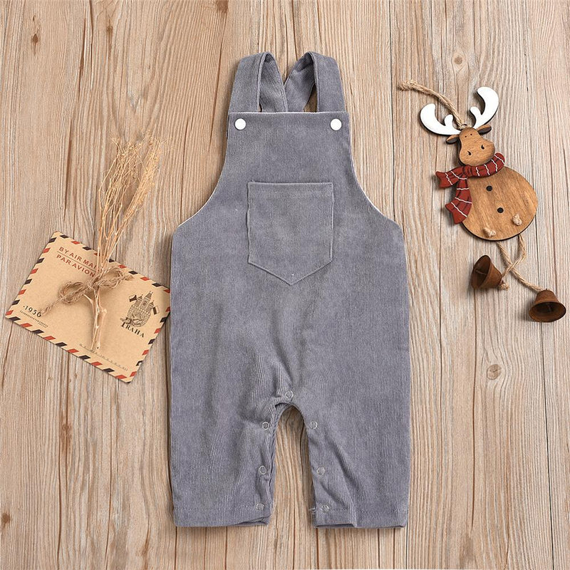 Baby Unisex Solid Color One Piece Corduroy Overalls Baby Wholesale - PrettyKid