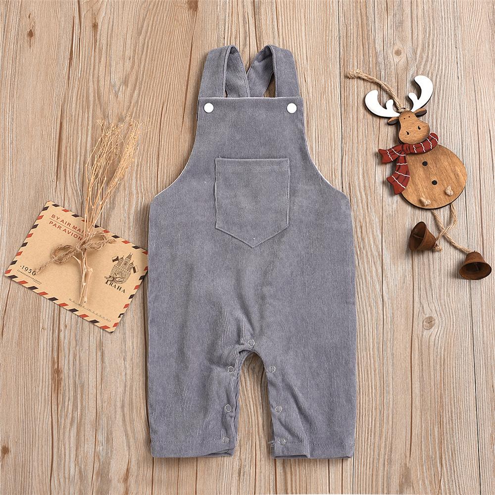 Baby Unisex Solid Color One Piece Corduroy Overalls Baby Wholesale - PrettyKid