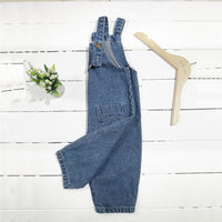 Girls Solid Color Pocket Denim Overalls Girl Loose Pants Wholesale - PrettyKid