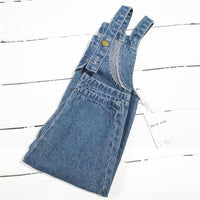 Girls Solid Color Pocket Denim Overalls Girl Loose Pants Wholesale - PrettyKid