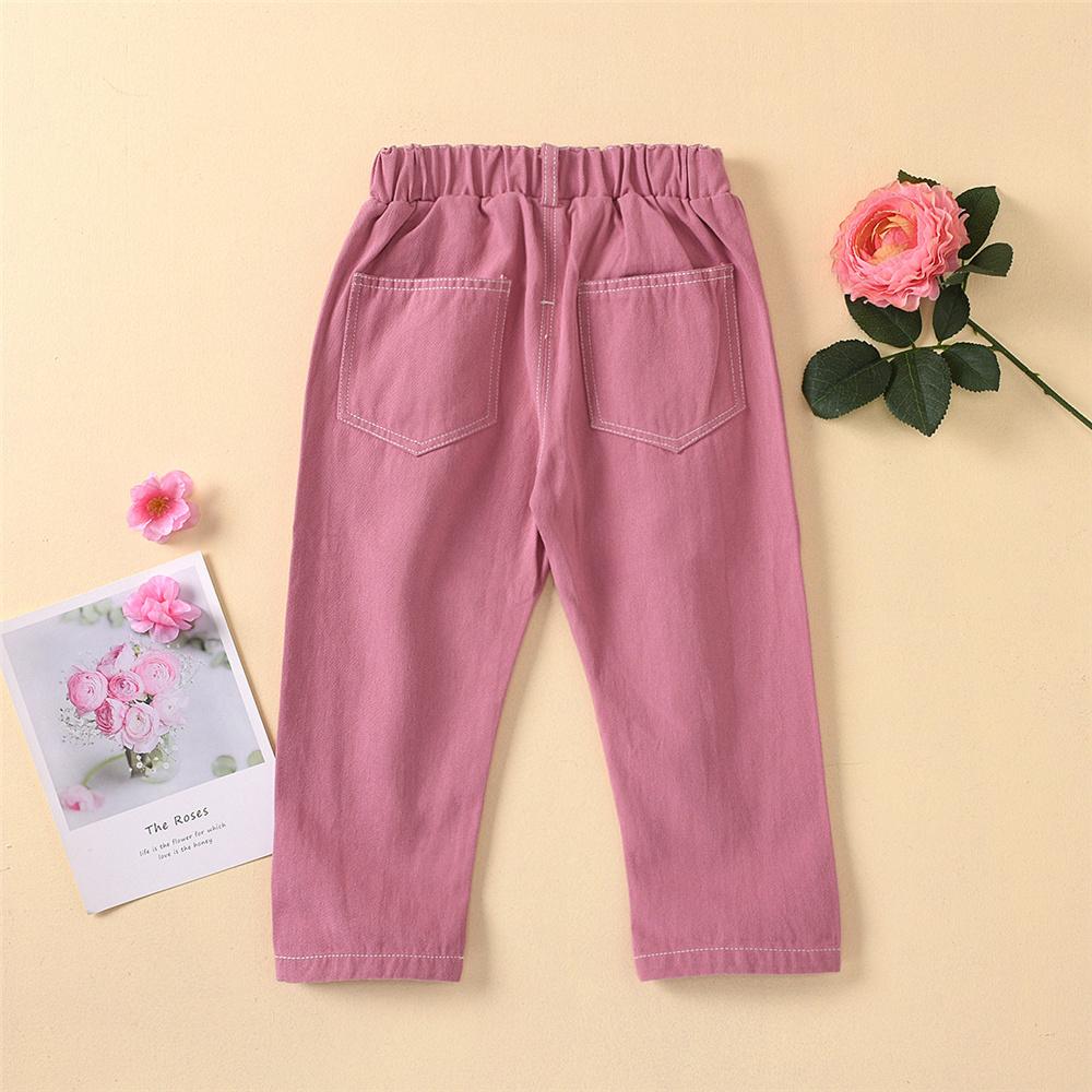 Girls Solid Color Pocket Trousers Wholesale Little Girl Boutique clothes - PrettyKid