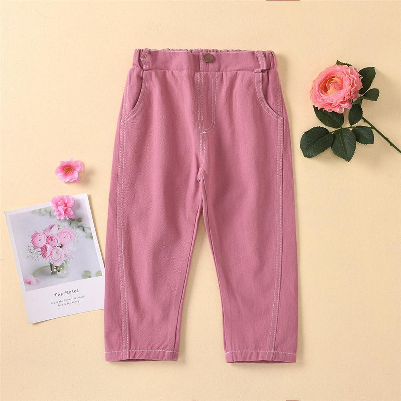 Girls Solid Color Pocket Trousers Wholesale Little Girl Boutique clothes - PrettyKid