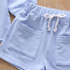 Unisex Solid Color Pullover Long Sleeve Top & Pocket Shorts Wholesale Childrens Clothing - PrettyKid
