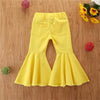 Girls Solid Color Ripped Flare Jeans Wholesale Baby Girl Clothes - PrettyKid