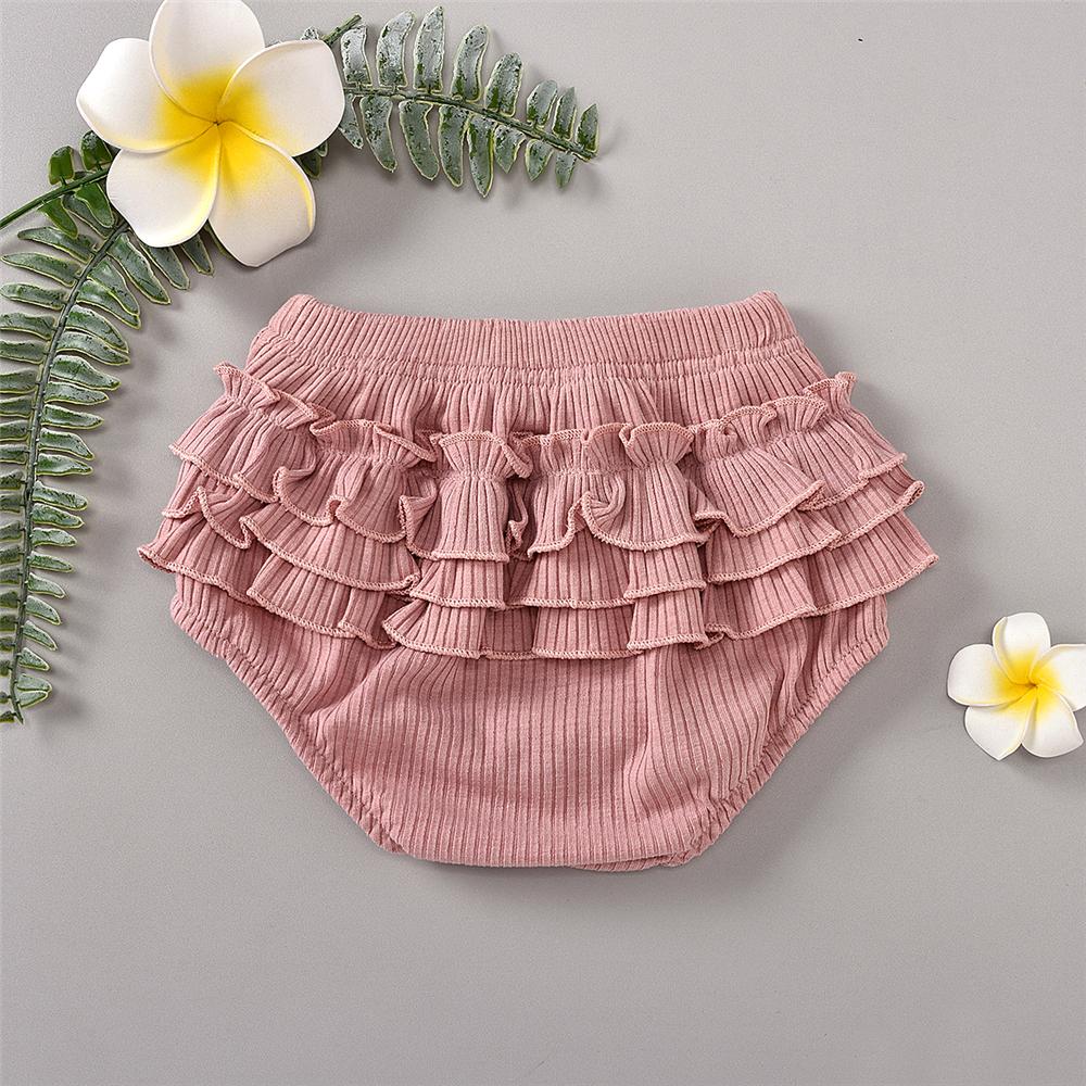 Baby Girls Solid Color Ruffled Elastic Waist Shorts Baby Boutique Clothes Wholesale - PrettyKid