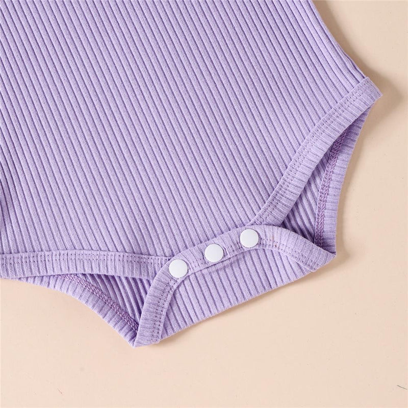Baby Girls Solid Color Ruffled Sleeveless Romper & Shorts & Headband Baby Wholesale - PrettyKid