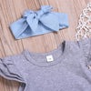Baby Girls Solid Color Short Sleeve Romper & Pants & Headband Baby Boutique clothes Wholesale - PrettyKid