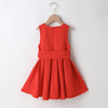 Girls Solid Color Sleeveless Casual Belt Dress Wholesale Little Girl Dresses - PrettyKid