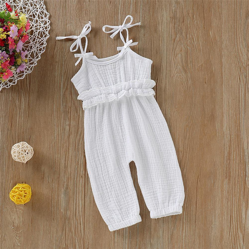 Baby Girls Solid Color Sleeveless Romper Boutique Baby clothing Wholesale - PrettyKid