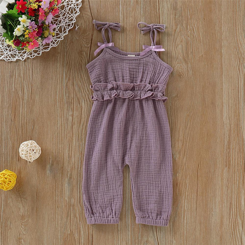Baby Girls Solid Color Sleeveless Romper Boutique Baby clothing Wholesale - PrettyKid