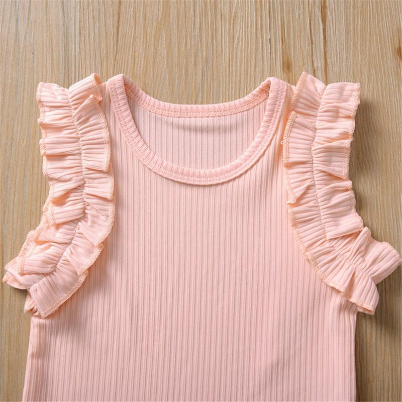 Baby Girls Solid Color Sleeveless Romper & Headband Baby Wholesale clothing - PrettyKid