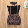 Girls Solid Color Sleeveless Top & Leopard Suspender Shorts & Headband Toddler Girls Wholesale - PrettyKid