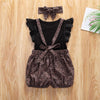 Girls Solid Color Sleeveless Top & Leopard Suspender Shorts & Headband Toddler Girls Wholesale - PrettyKid