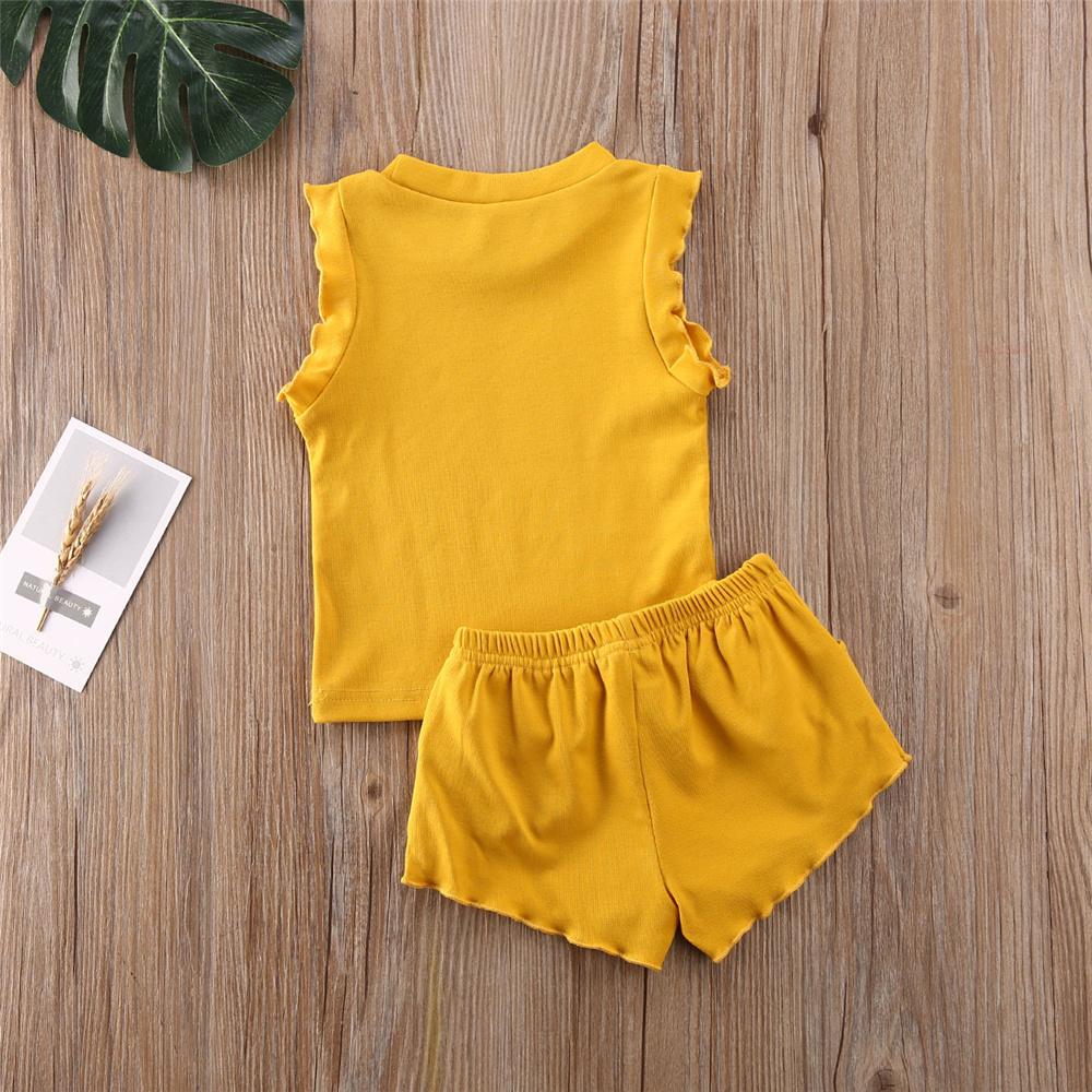 Baby Girls Solid Color Sleeveless Top & Shorts Baby clothes - PrettyKid