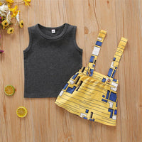 Boys Solid Color Sleeveless Top & Suspender Dress Baby clothes Cheap Wholesale - PrettyKid