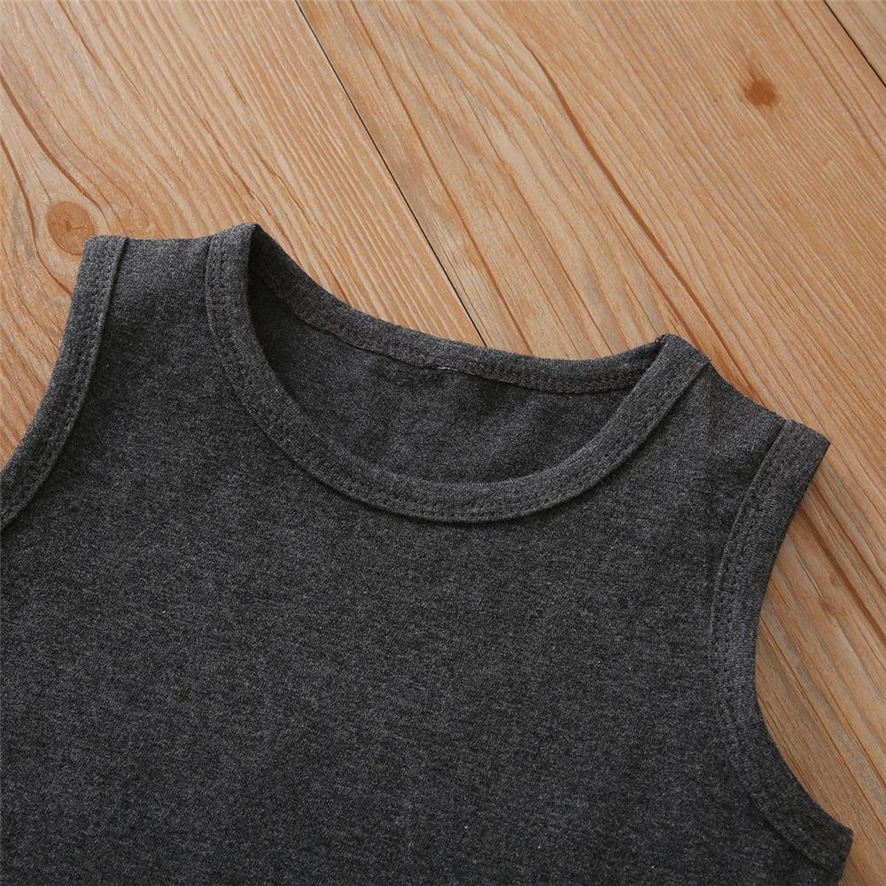 Boys Solid Color Sleeveless Top & Suspender Dress Baby clothes Cheap Wholesale - PrettyKid