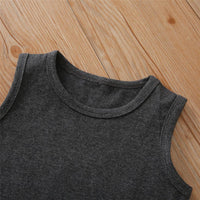 Boys Solid Color Sleeveless Top & Suspender Dress Baby clothes Cheap Wholesale - PrettyKid