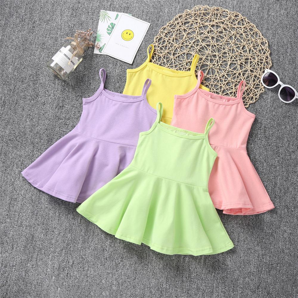 Girls Solid Color Sling Dress Wholesale Clothing For Girls - PrettyKid