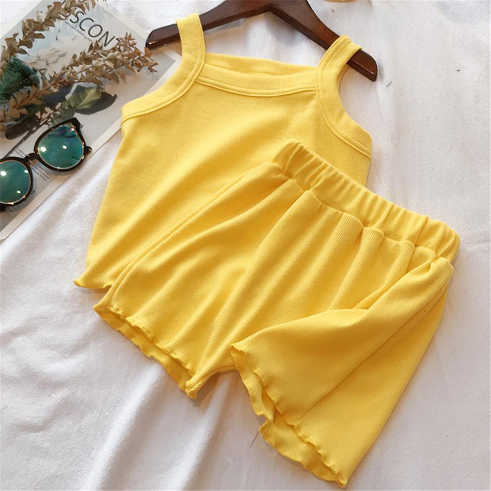Girls Solid Color Summer Tank Top & Shorts Toddler Clothing Wholesale - PrettyKid