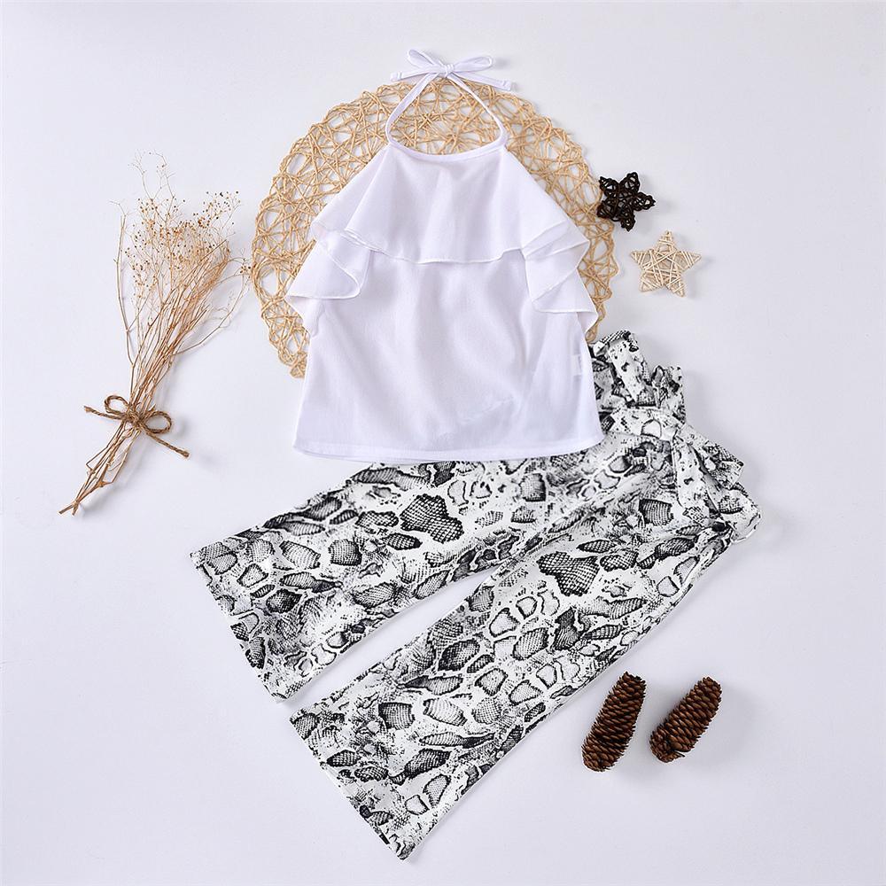 Girls Solid Color Tie Neck Top & Trousers Wholesale Girls Boutique clothes - PrettyKid