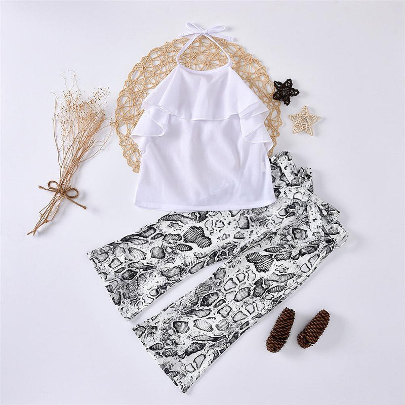 Girls Solid Color Tie Neck Top & Trousers Wholesale Girls Boutique clothes - PrettyKid