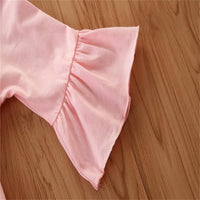 Girls Solid Color Top & Striped Trousers Wholesale Girls Clothing - PrettyKid