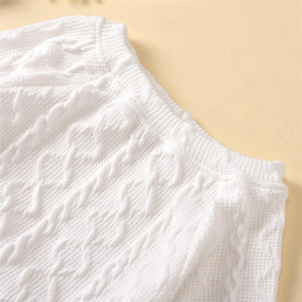 Girls Solid Color Twist Crew Neck Sweaters & PU Skirt Wholesale Girls - PrettyKid
