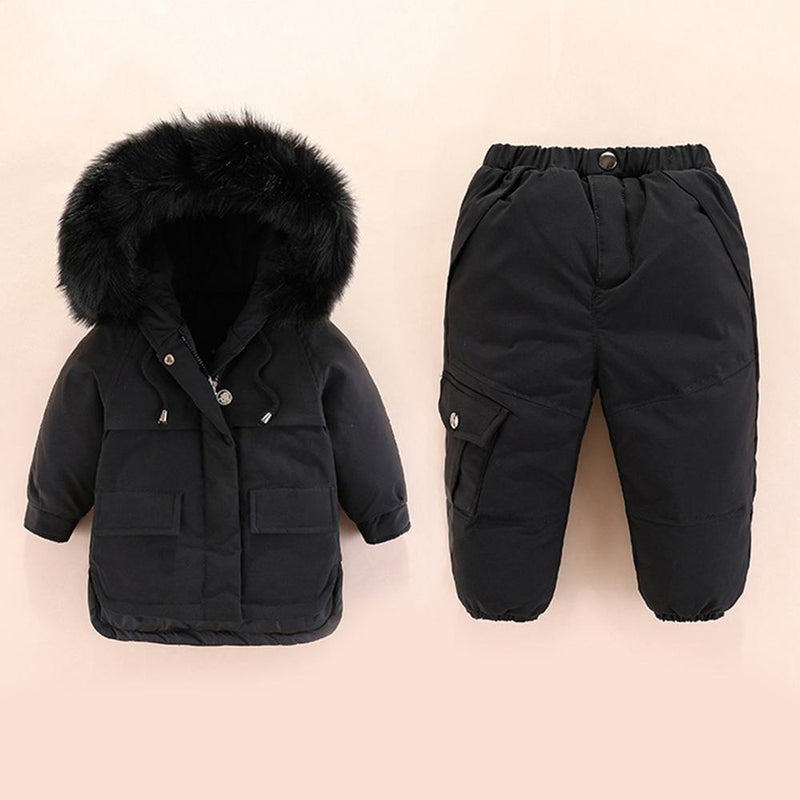 Unisex Solid Color Winter Furry Hoodie Long Sleeve Coat & Pants Kids Wholesale Clothing - PrettyKid