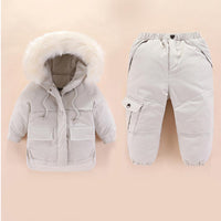 Unisex Solid Color Winter Furry Hoodie Long Sleeve Coat & Pants Kids Wholesale Clothing - PrettyKid