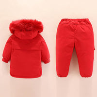 Unisex Solid Color Winter Furry Hoodie Long Sleeve Coat & Pants Kids Wholesale Clothing - PrettyKid