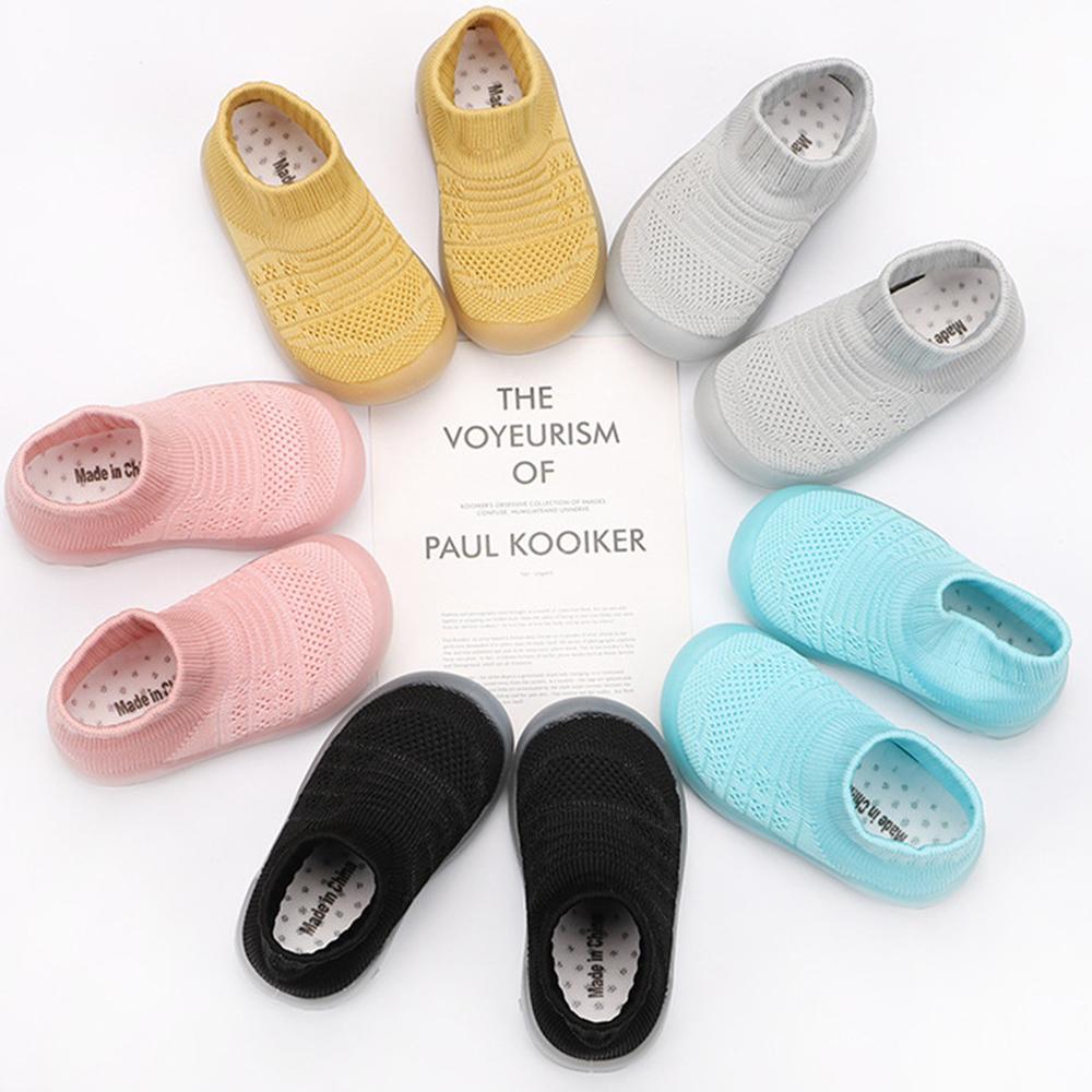 Baby Solid Comfy Kintted Sock Flats Shoes - PrettyKid