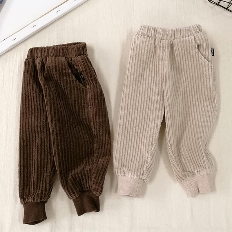 Girls Solid Corduroy Pocket Pants Wholesale - PrettyKid