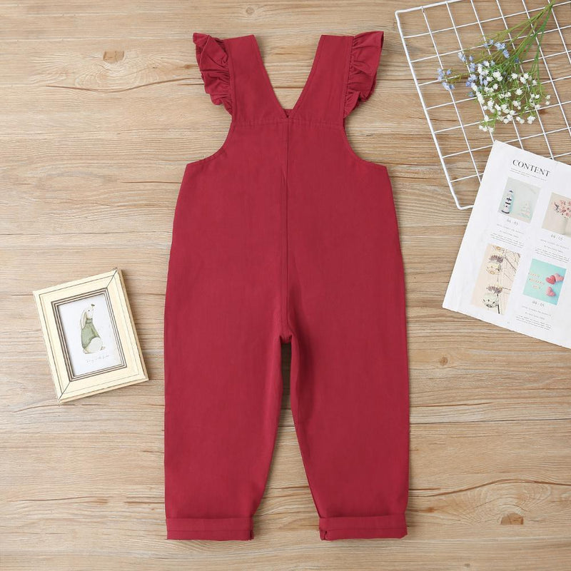 Girls Solid Cotton Pink Casual Jumpsuit Wholesale Girls Accessories - PrettyKid