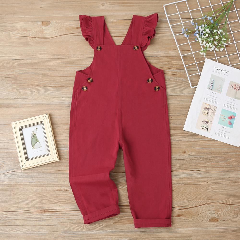 Girls Solid Cotton Pink Casual Jumpsuit Wholesale Girls Accessories - PrettyKid