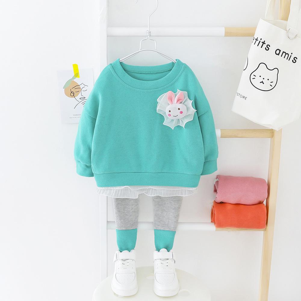 Girls Solid Crew Neck Long Sleeve Top & Pants - PrettyKid