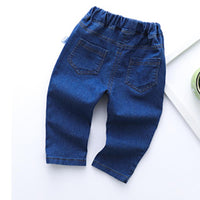 Boys Solid Elastic Waist Jeans - PrettyKid