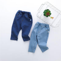 Boys Solid Elastic Waist Jeans - PrettyKid