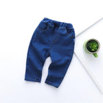 Boys Solid Elastic Waist Jeans - PrettyKid