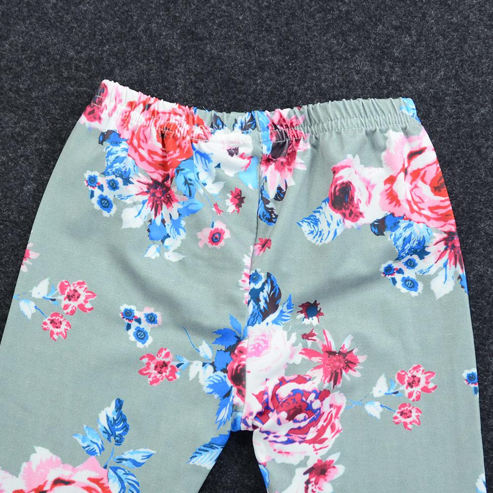 Girls Solid Flared Sleeve Top & Floral Pants Wholesale Girls Clothes - PrettyKid