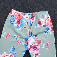 Girls Solid Flared Sleeve Top & Floral Pants Wholesale Girls Clothes - PrettyKid