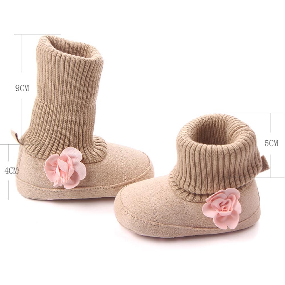 Baby Girls Solid Flower Knitted Snow Boots - PrettyKid