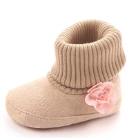 Baby Girls Solid Flower Knitted Snow Boots - PrettyKid