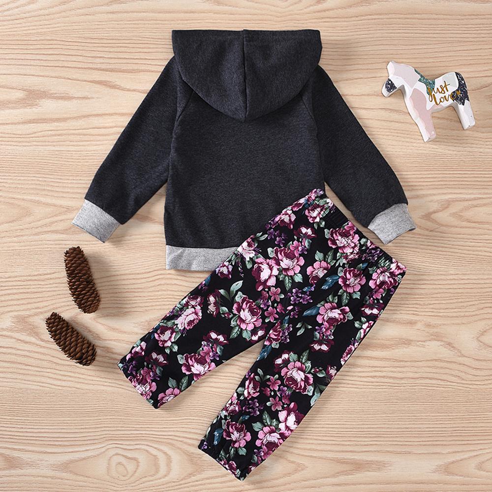Unisex Solid Hooded Long Sleeve T-shirts & Floral Pants Wholesale - PrettyKid