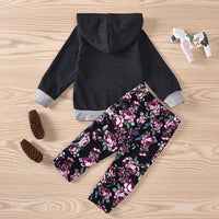 Unisex Solid Hooded Long Sleeve T-shirts & Floral Pants Wholesale - PrettyKid