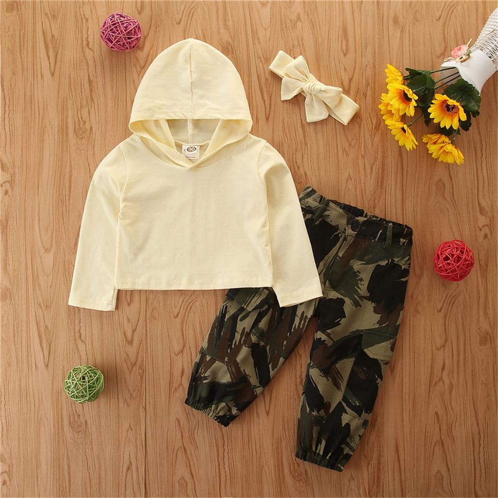 Girls Hooded Long Sleeve Top & Camo Pants & Headband Wholesale Girls - PrettyKid