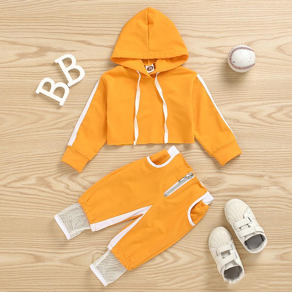 Girls Solid Hooded Long Sleeve Tracksuit Baby Girl Tracksuits Wholesale - PrettyKid