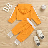 Girls Solid Hooded Long Sleeve Tracksuit Baby Girl Tracksuits Wholesale - PrettyKid