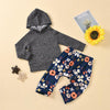 Baby Girls Solid Hooded Top & Floral Pants Wholesale Clothing Baby - PrettyKid